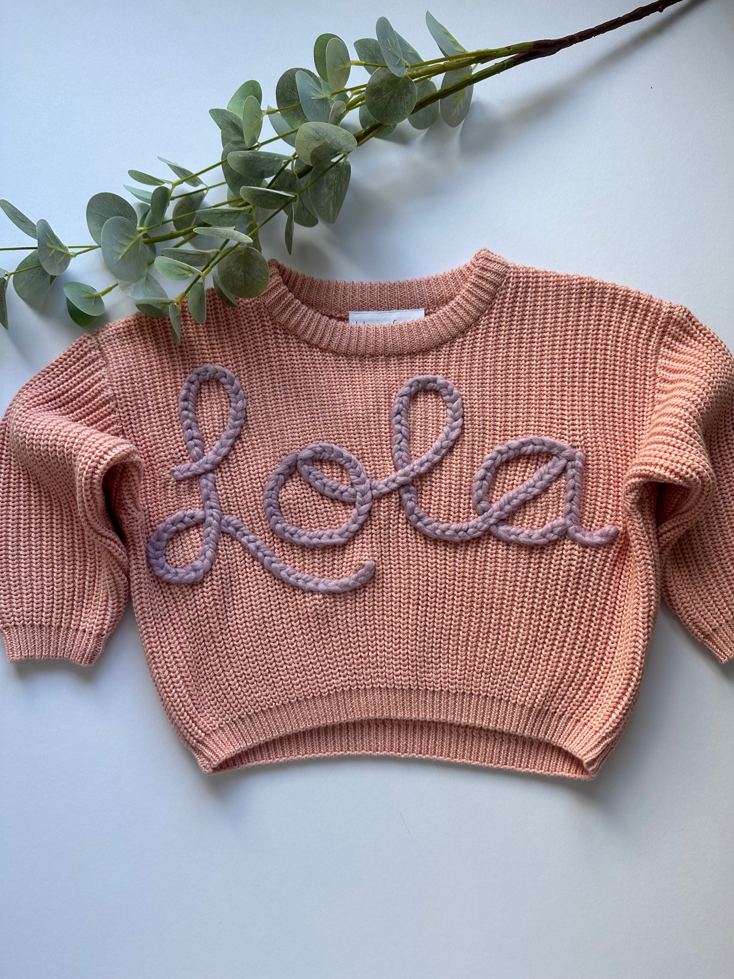 **Pre-Order for November Delivery** - Personalised Hand Embroidered Knit | Sorbet