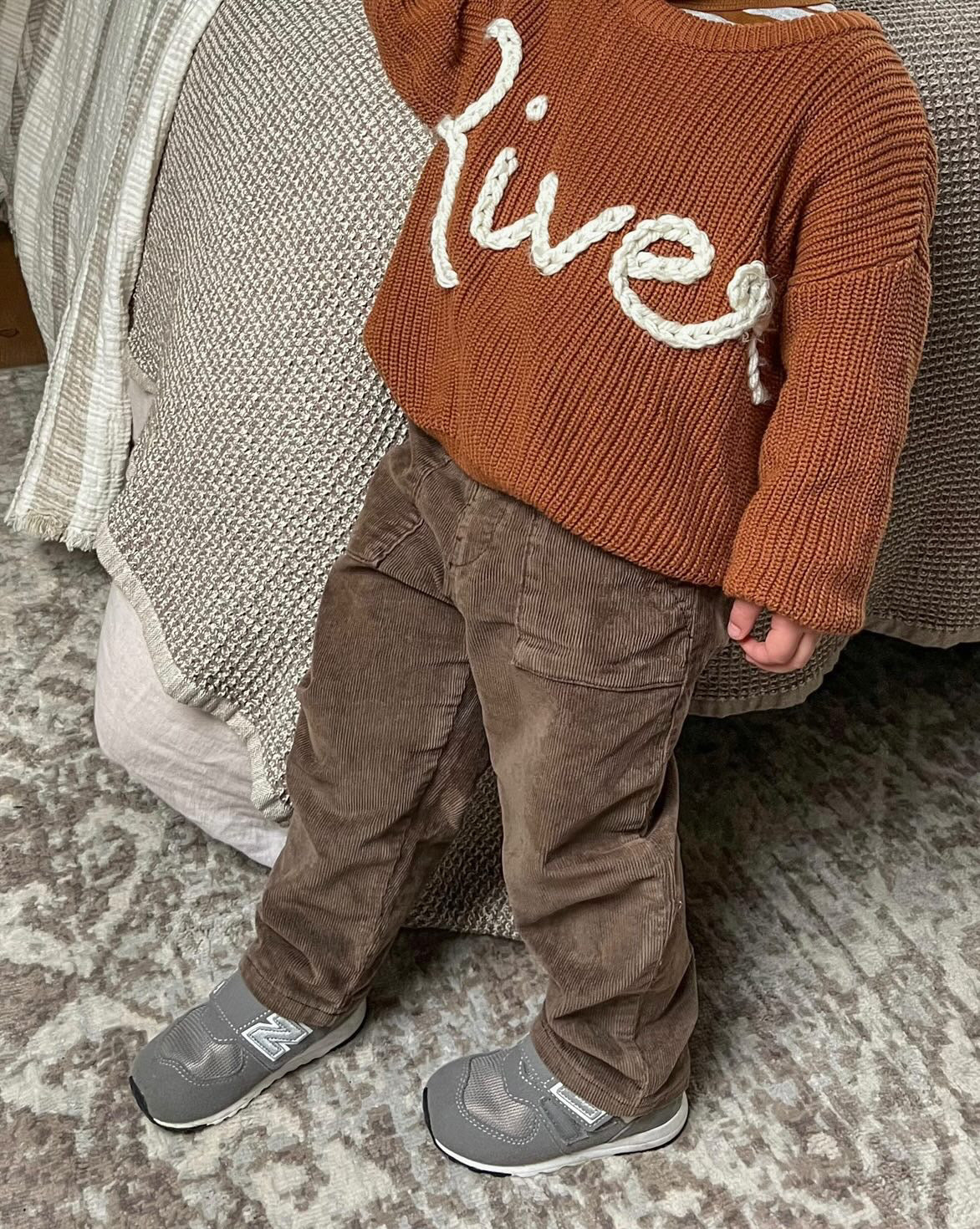 **Pre-Order for November Delivery** - Personalised Hand Embroidered Knit | Caramel