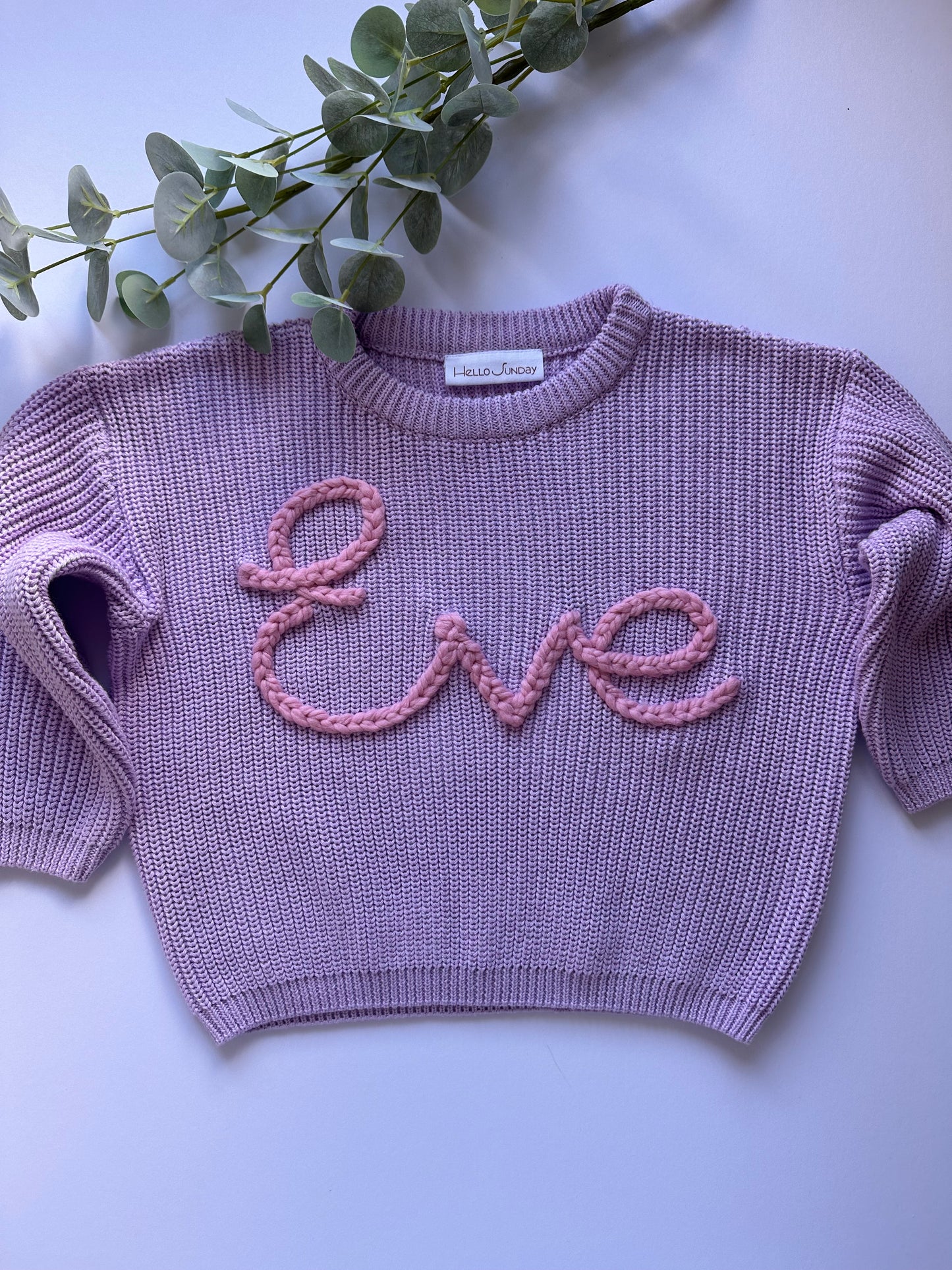 **Pre-Order for November Delivery** - Personalised Hand Embroidered Knit | Lilac