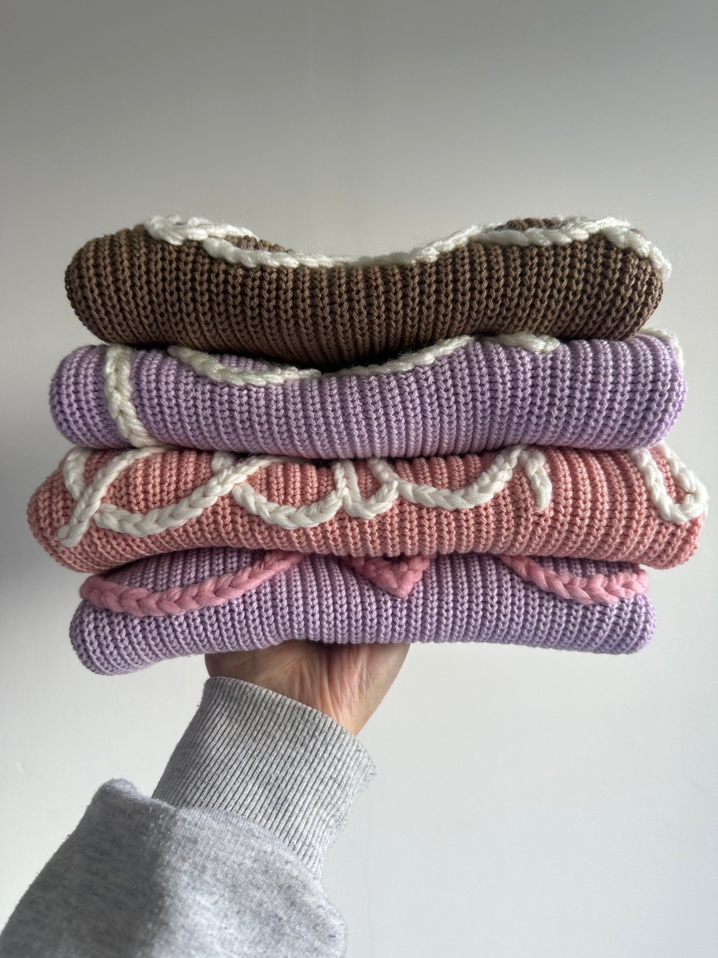 **Pre-Order for November Delivery** - Personalised Hand Embroidered Knit | Lilac