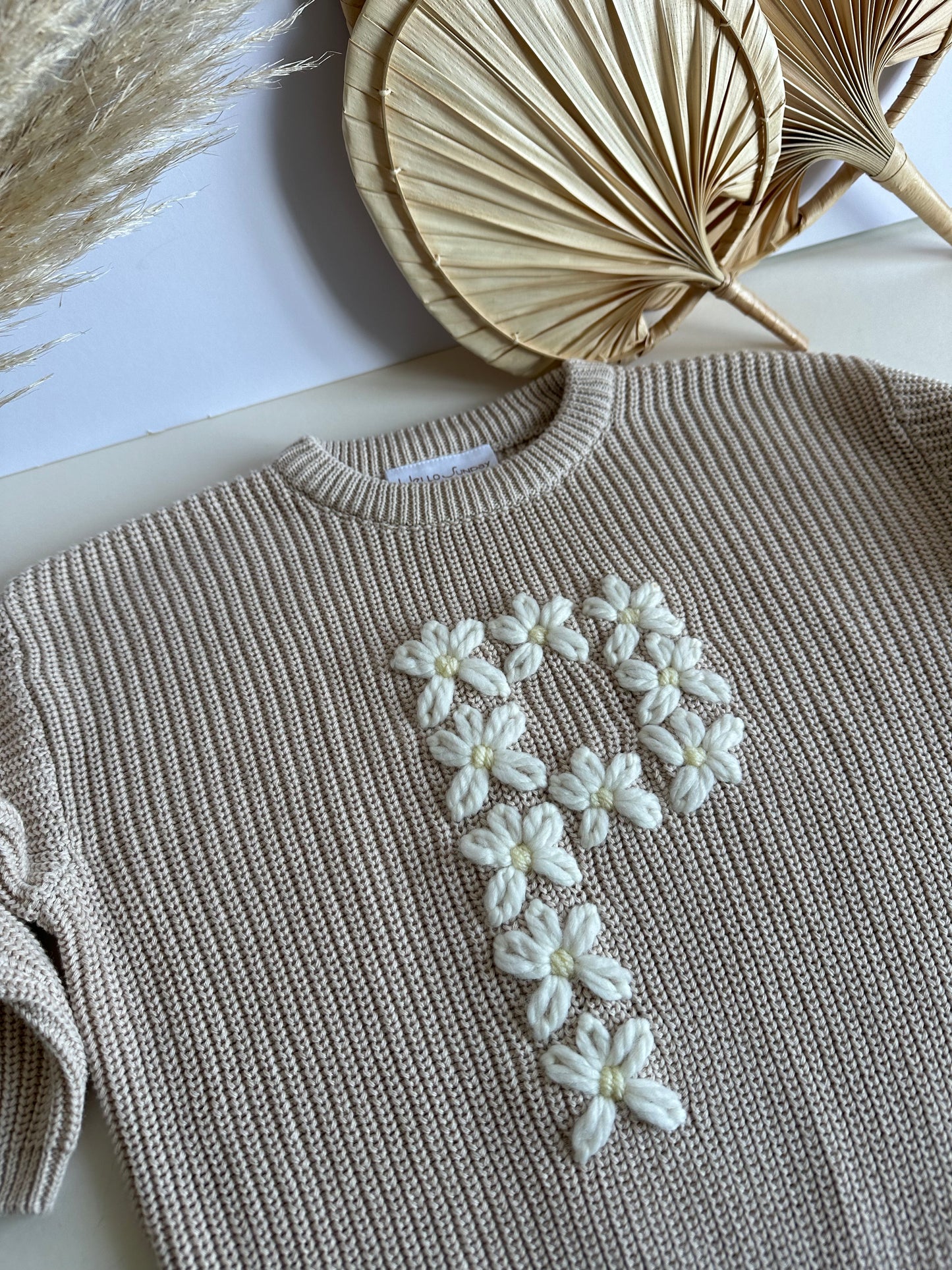 **Pre-Order for November Delivery** - Personalised Hand Embroidered Knit | Sand