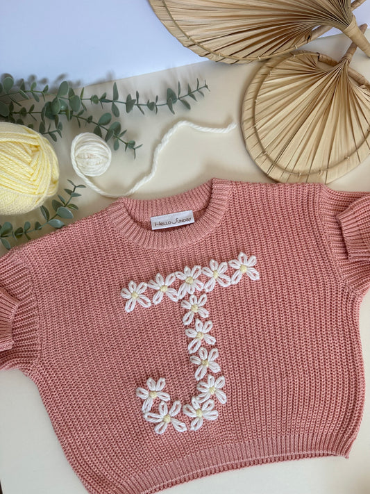 **Pre-Order for November Delivery** - Personalised Hand Embroidered Knit | Sorbet