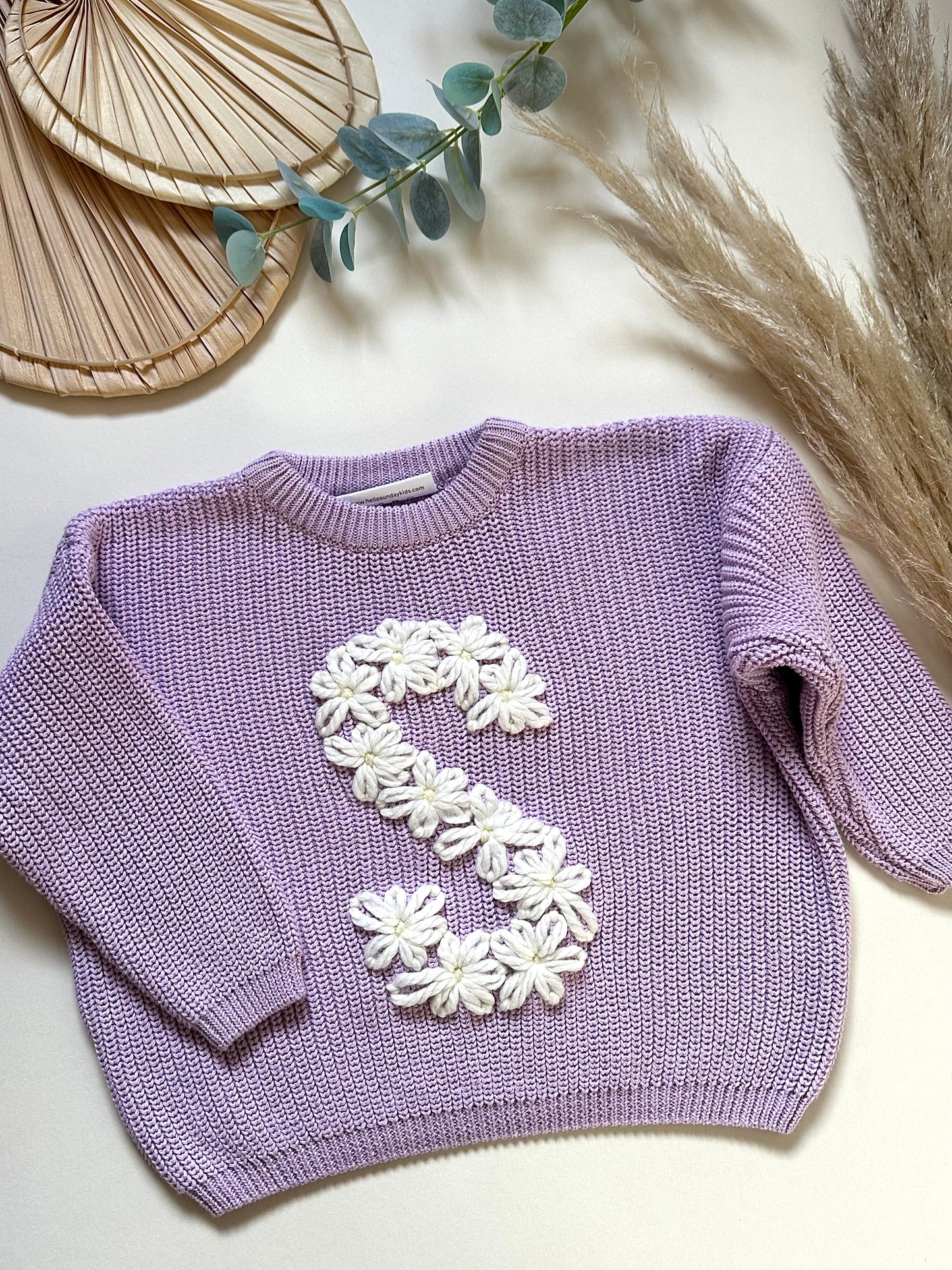 **Pre-Order for June Delivery** - Personalised Hand Embroidered Knit | Lilac