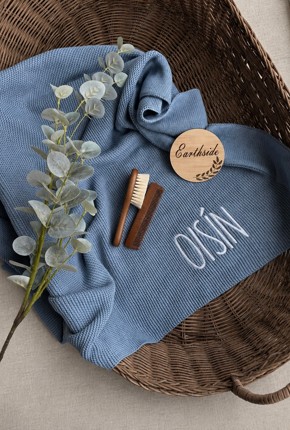 Personalised Baby Blanket | Dusty Blue