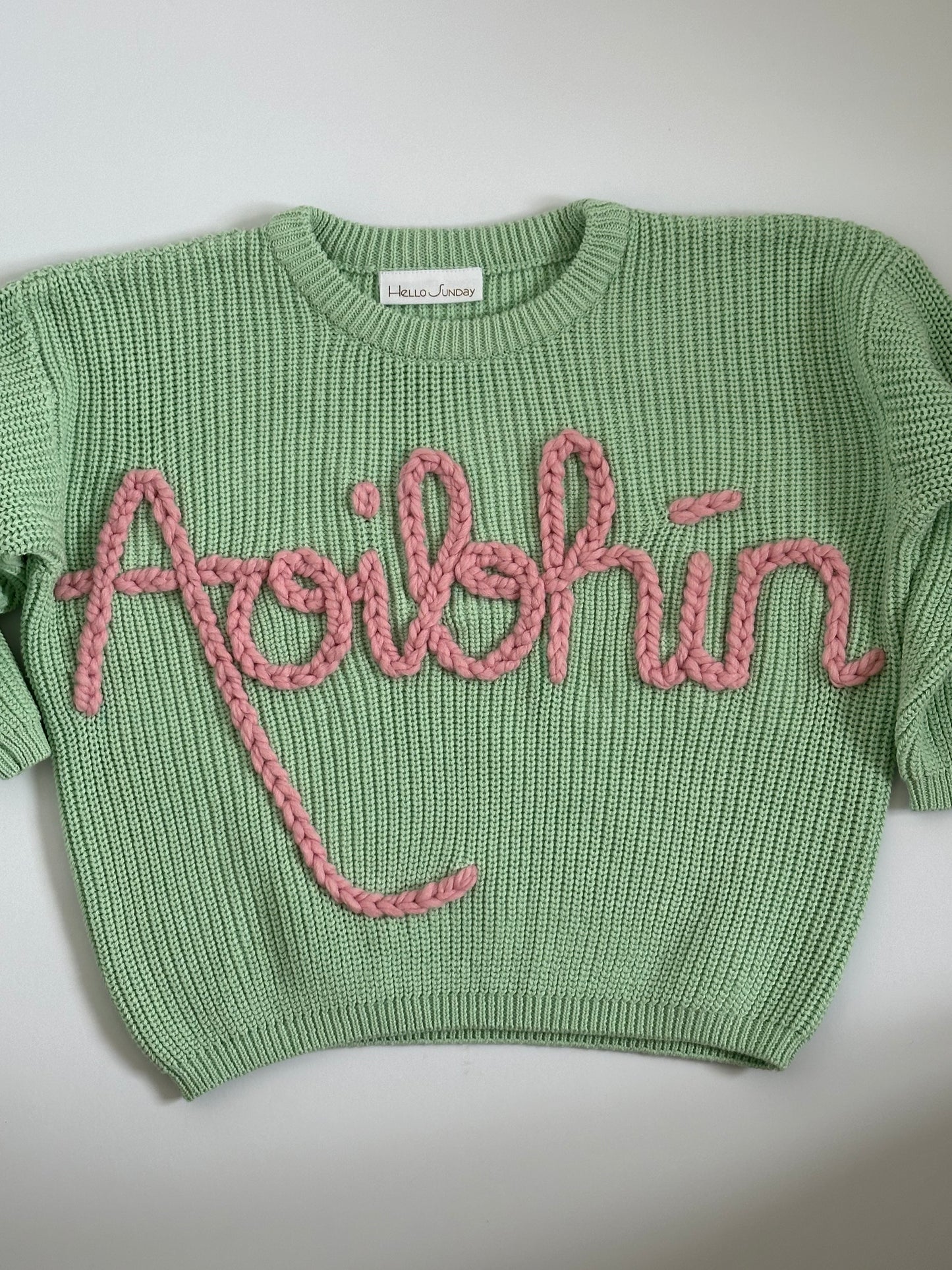 **Pre-Order for November Delivery** - Personalised Hand Embroidered Knit | Mint