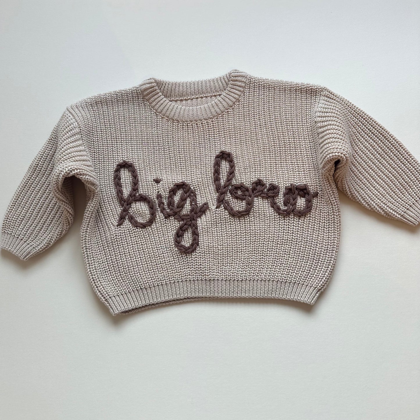 **Pre-Order for November Delivery** - Personalised Hand Embroidered Knit | Sand