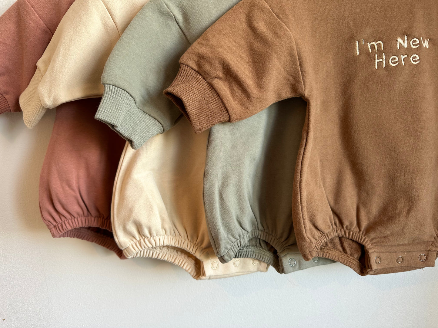 Personalised Organic Cotton Bubble Romper | Oatmeal