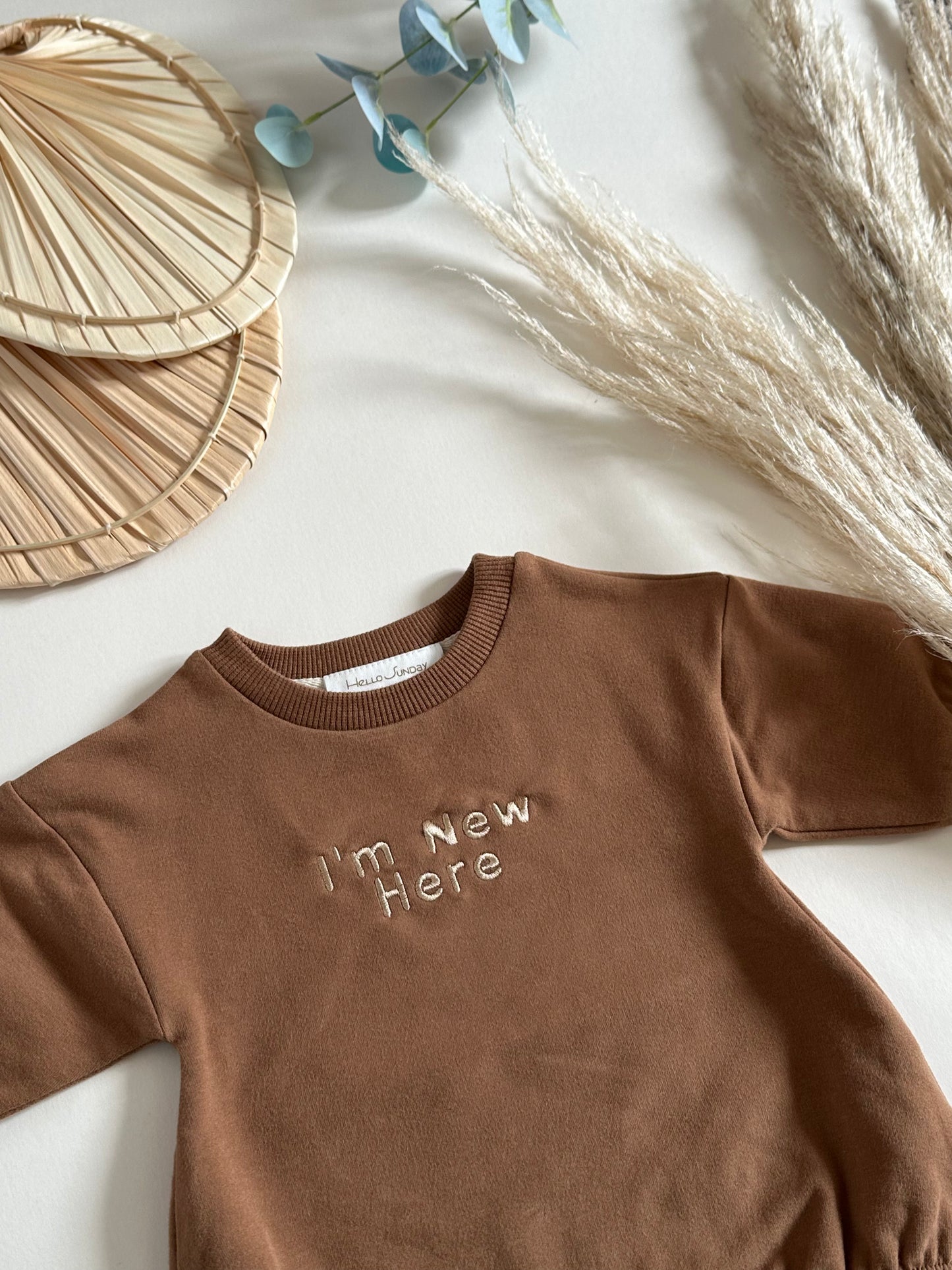 Personalised Organic Cotton Bubble Romper | Caramel