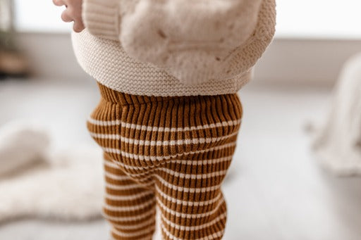 Bamboo Knitted Leggings | Rust Stripe