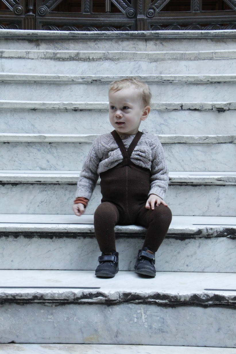 Footed Cotton Tights | Chocolate Brown