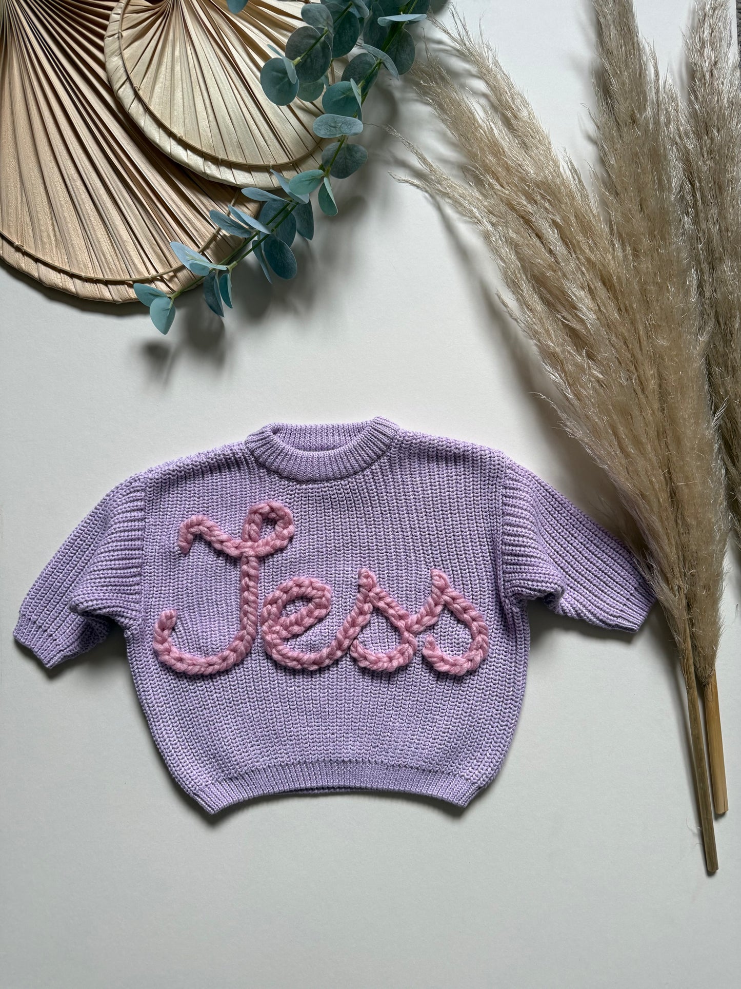 **Pre-Order for June Delivery** - Personalised Hand Embroidered Knit | Lilac