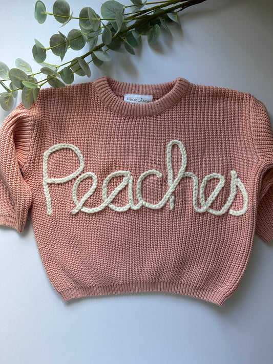 Personalised Hand Embroidered Knit | Sorbet