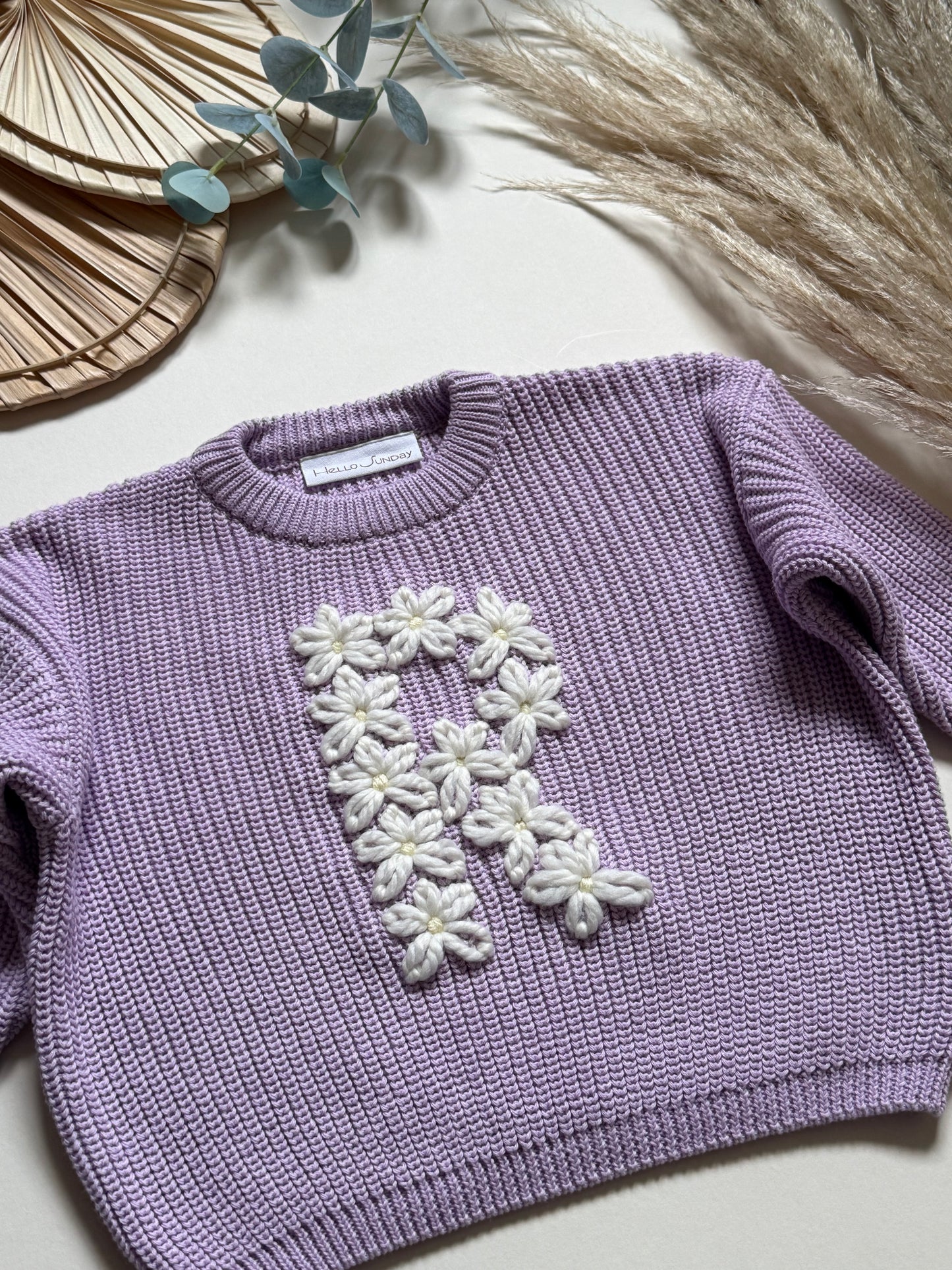 **Pre-Order for June Delivery** - Personalised Hand Embroidered Knit | Lilac