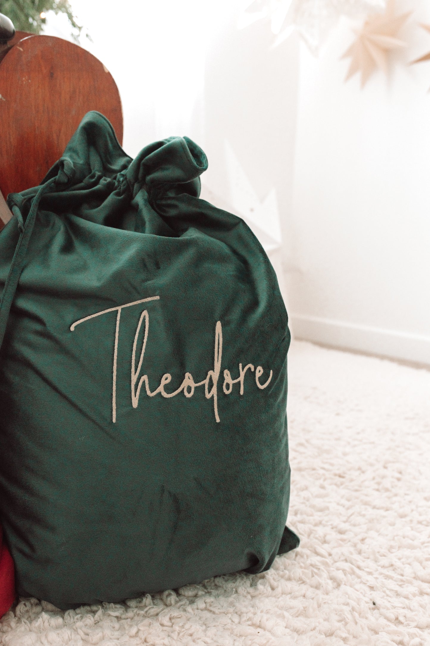 Luxury Velvet Santa Sack | Forrest Green