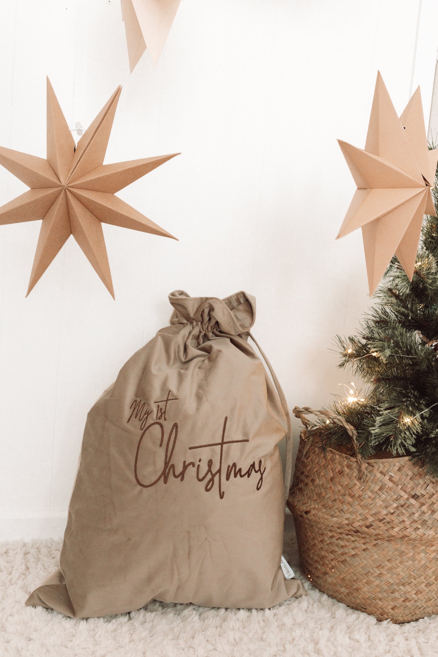 Luxury Velvet Santa Sack | Beige