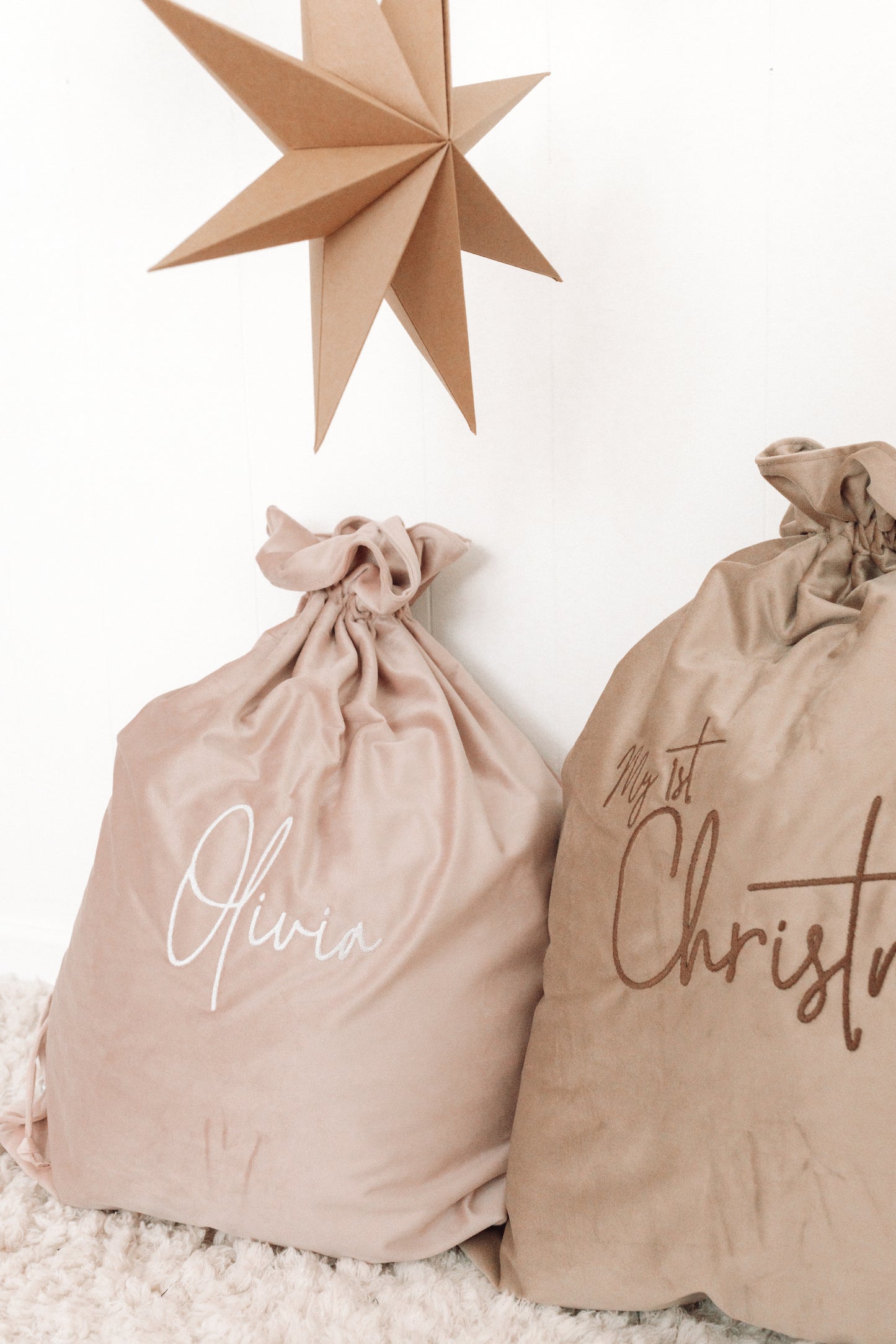 Luxury Velvet Santa Sack | Dusty Pink