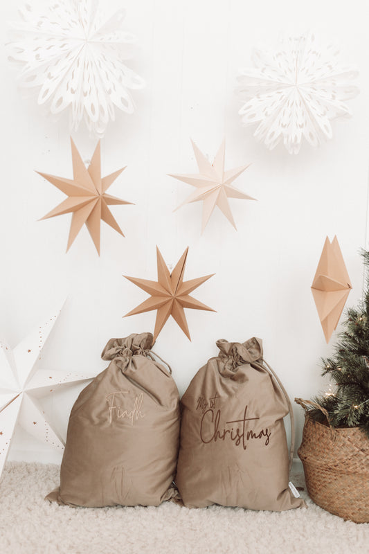 Luxury Velvet Santa Sack | Beige