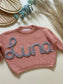 **Pre-Order for June Delivery** - Personalised Hand Embroidered Knit | Sorbet