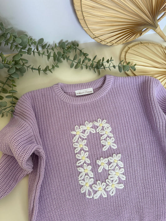 Personalised Hand Embroidered Knit | Lilac