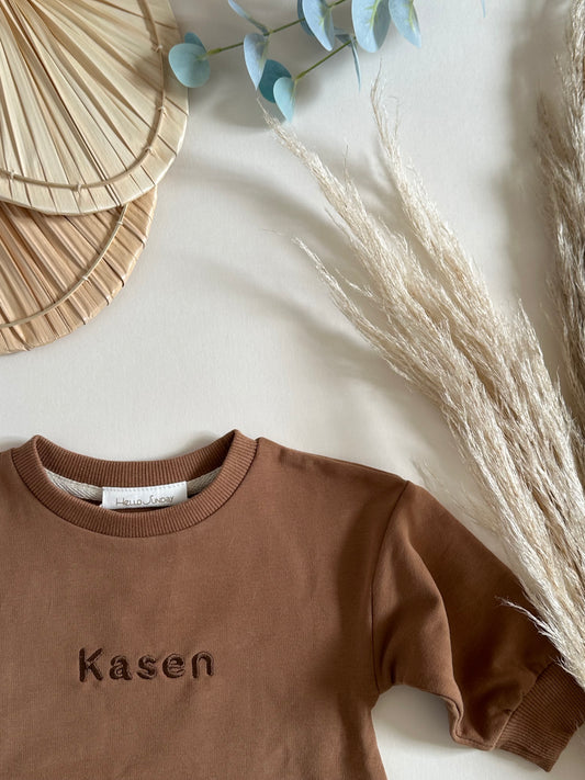 Personalised Organic Cotton Bubble Romper | Caramel