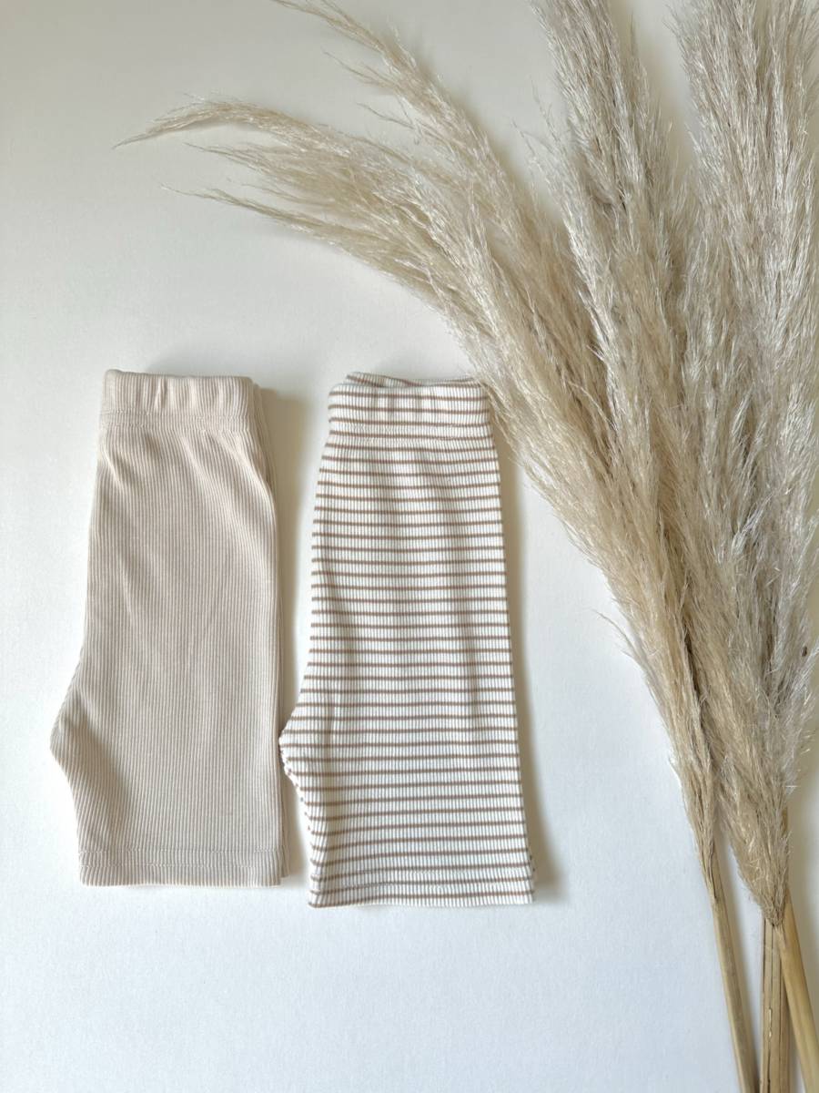 Summer Biker Shorts | Striped Beige