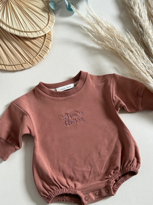 Personalised Organic Cotton Bubble Romper | Dusty Pink