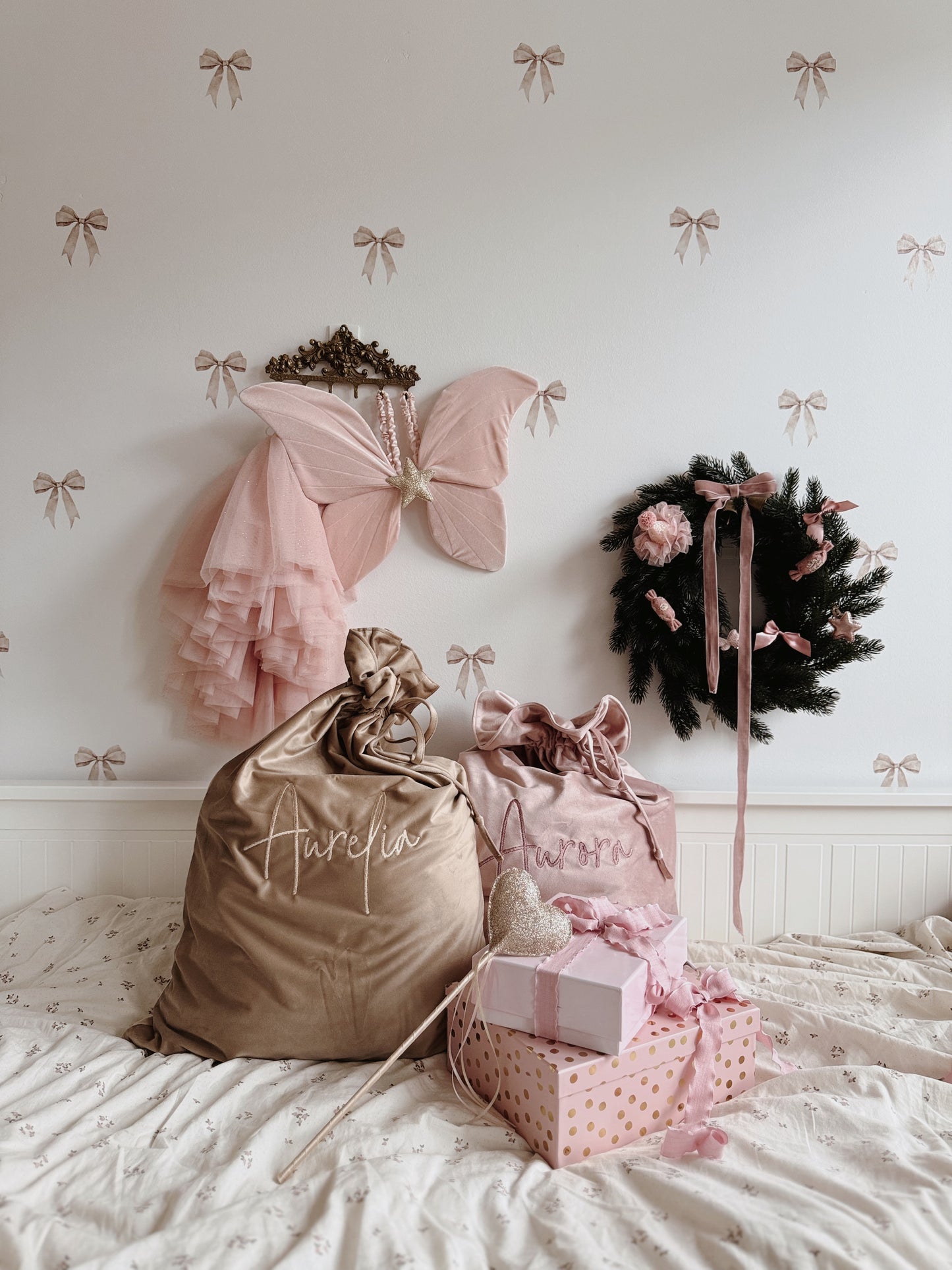 Luxury Velvet Santa Sack | Beige