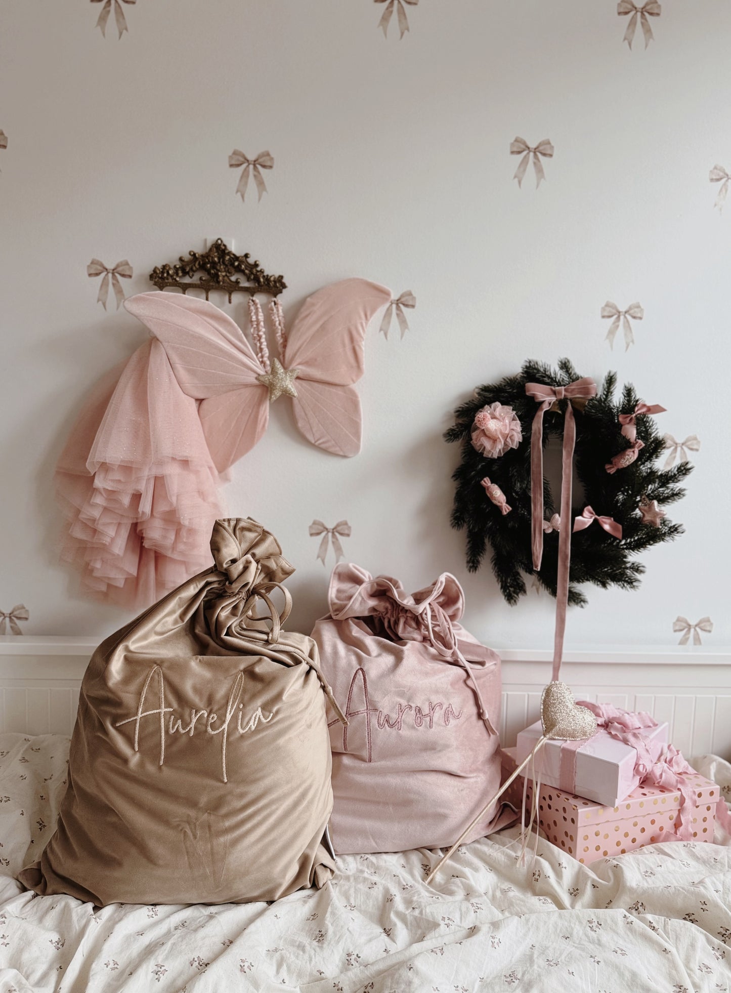 Luxury Velvet Santa Sack | Beige