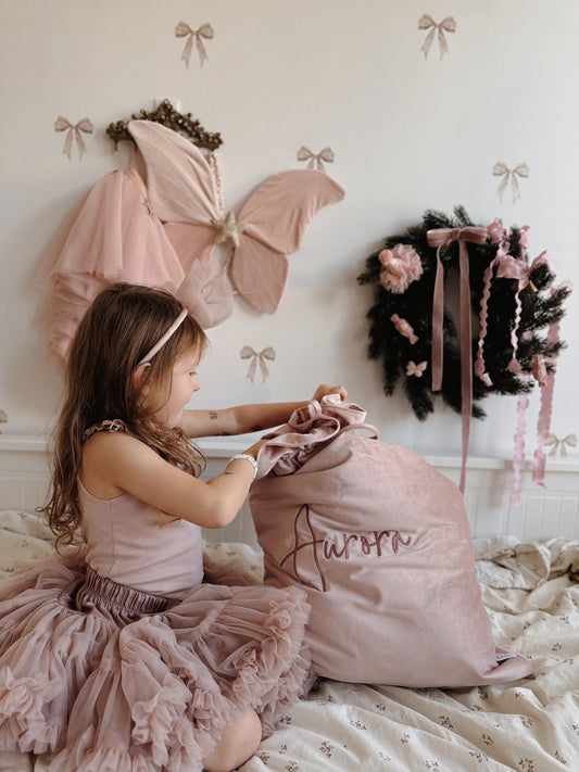 Luxury Velvet Santa Sack | Dusty Pink