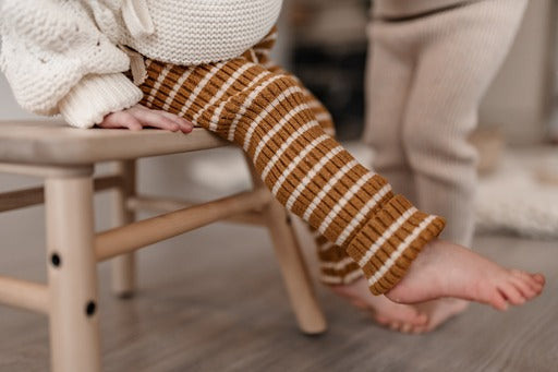 Bamboo Knitted Leggings | Rust Stripe