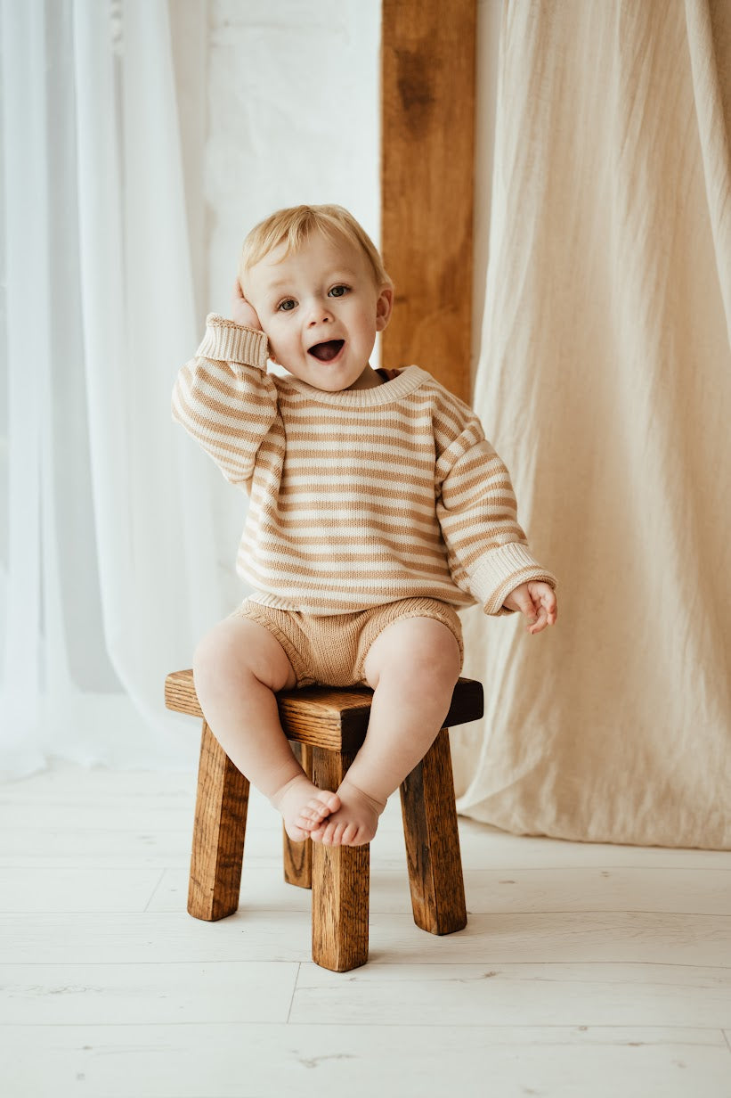 Organic Striped Knit Sweater | Fawn