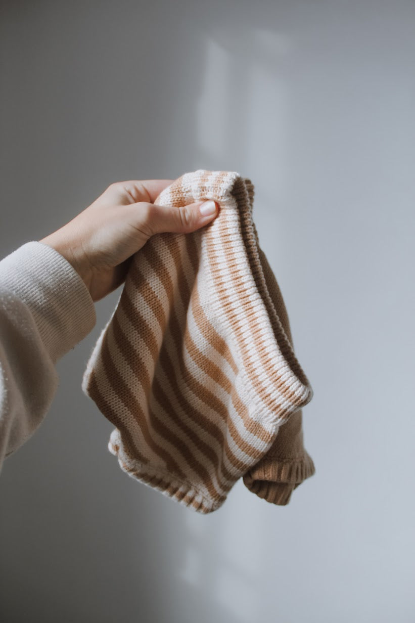 Organic Striped Knitted Shorts | Fawn