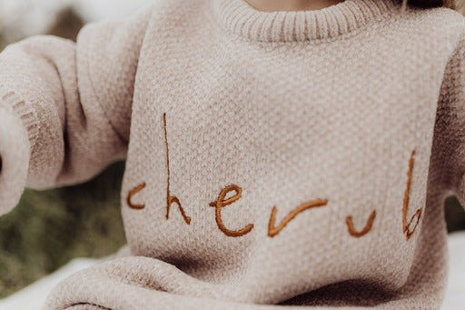 Cherub Embroidered Knit | Champagne