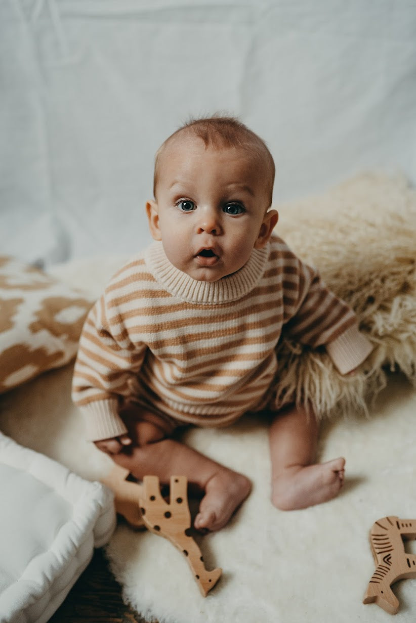 Organic Striped Knitted Shorts | Fawn