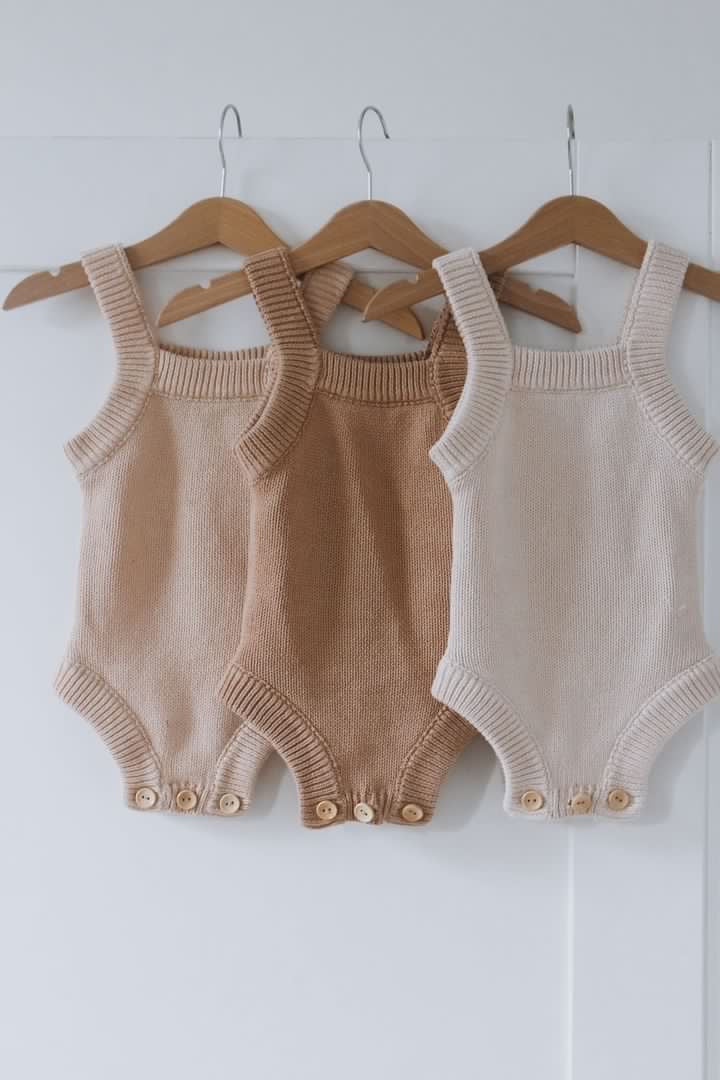 Organic Knitted Bodysuit | Fawn